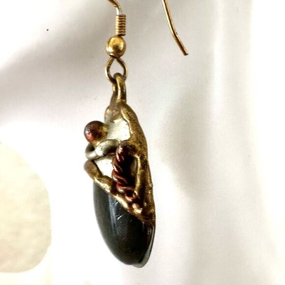 Labordorite copper gold tone drop earrings - Picture 5 of 11